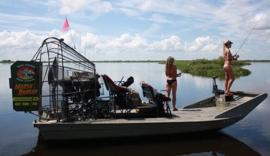 Airboat bass fishing