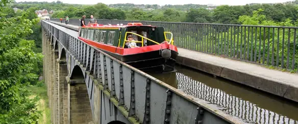 Narrowboat on aqueduct