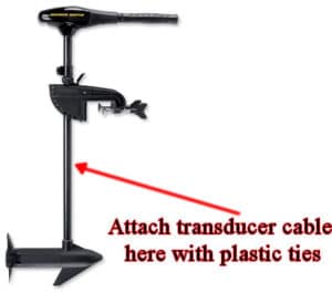 Trolling motor transducer cable location