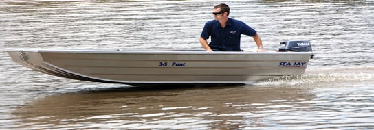 Very stable flat bottom boat in calm water