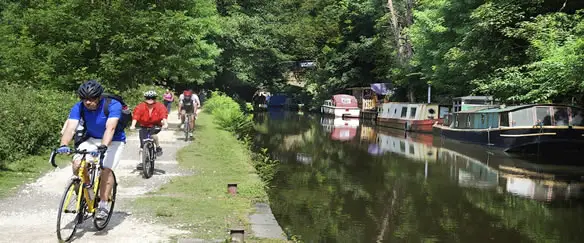 biking on a towpath