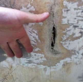 large crack in fiberglass boat hull