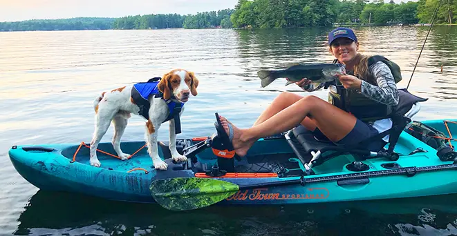Dog on sit on top kayak