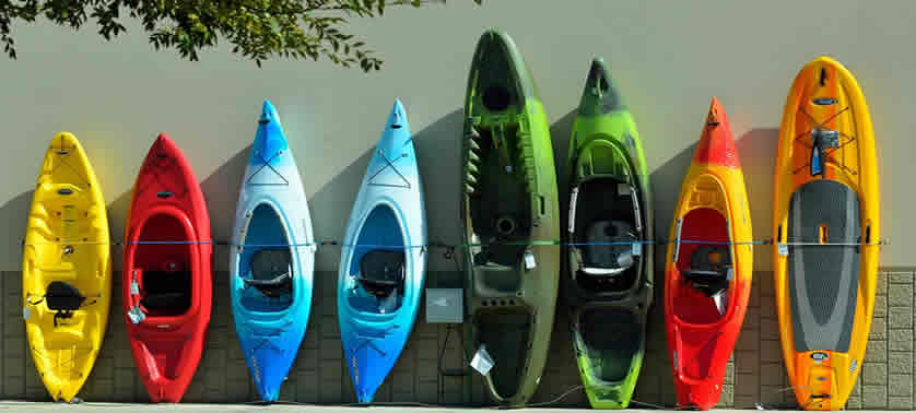 Different types of kayaks