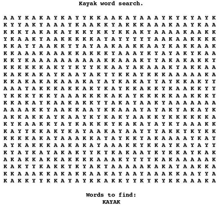 kayak word search