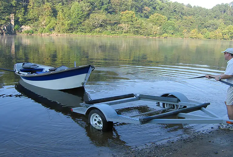 Loading a drift boat on trailer