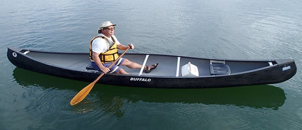 Paddling a canoe