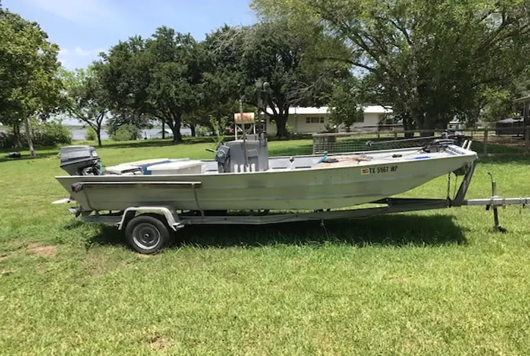 A flat bottom boat