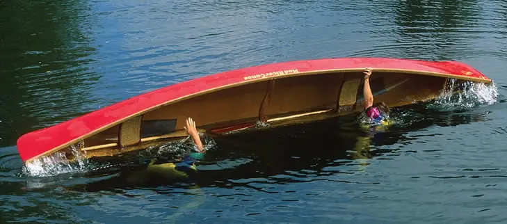 Capsizing canoe