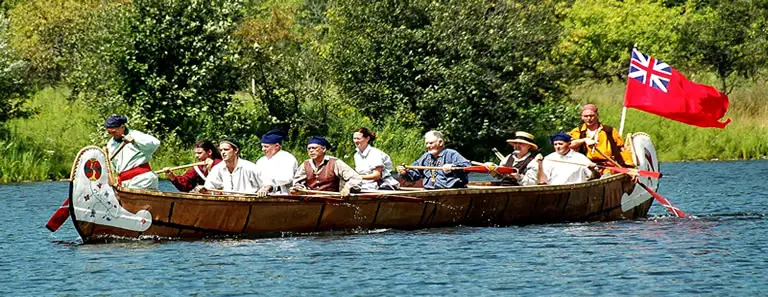 Montreal freighter canoe on calm river