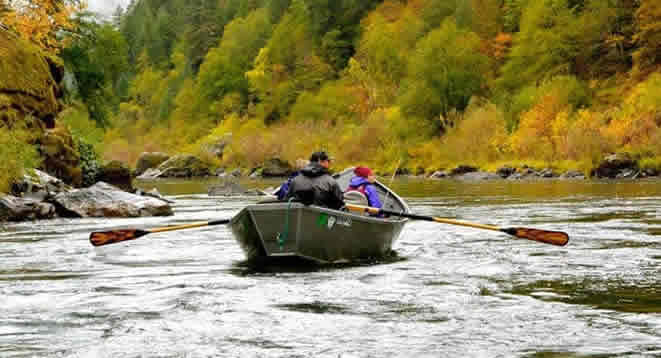 Rowing a drift boat