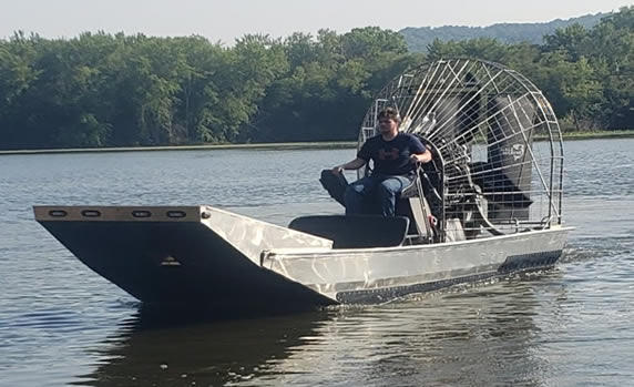 Airboat in deep water lake