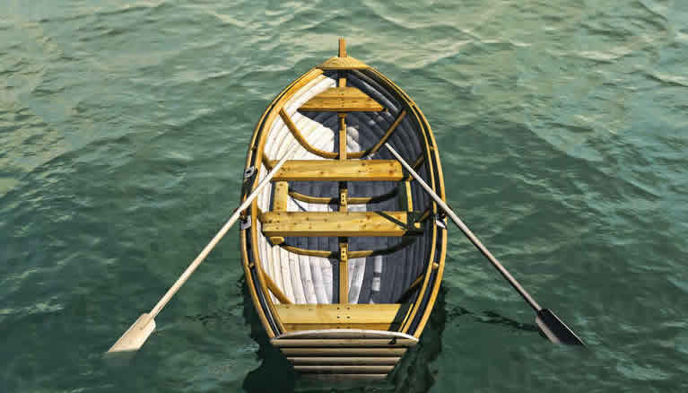 Rowboat in the ocean