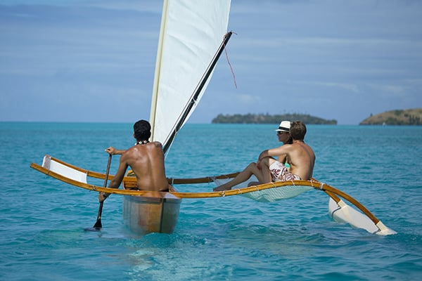 A Polynesian outrigger canoe