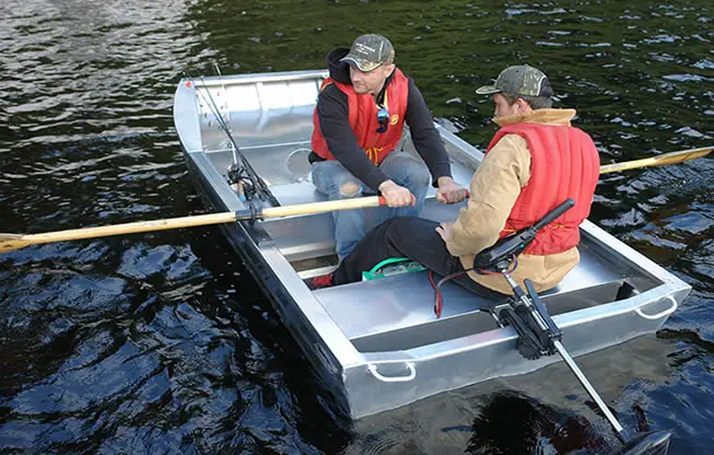 Jon boat rowing