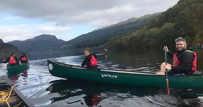 Canoeing in lake