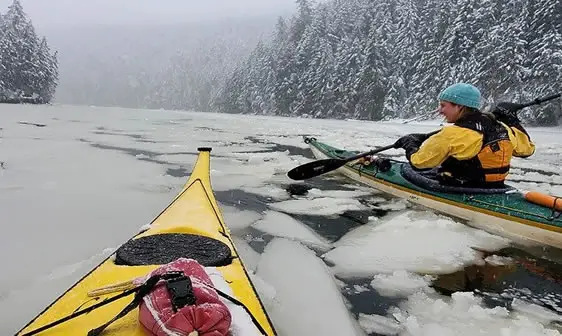 Kayaking in snow